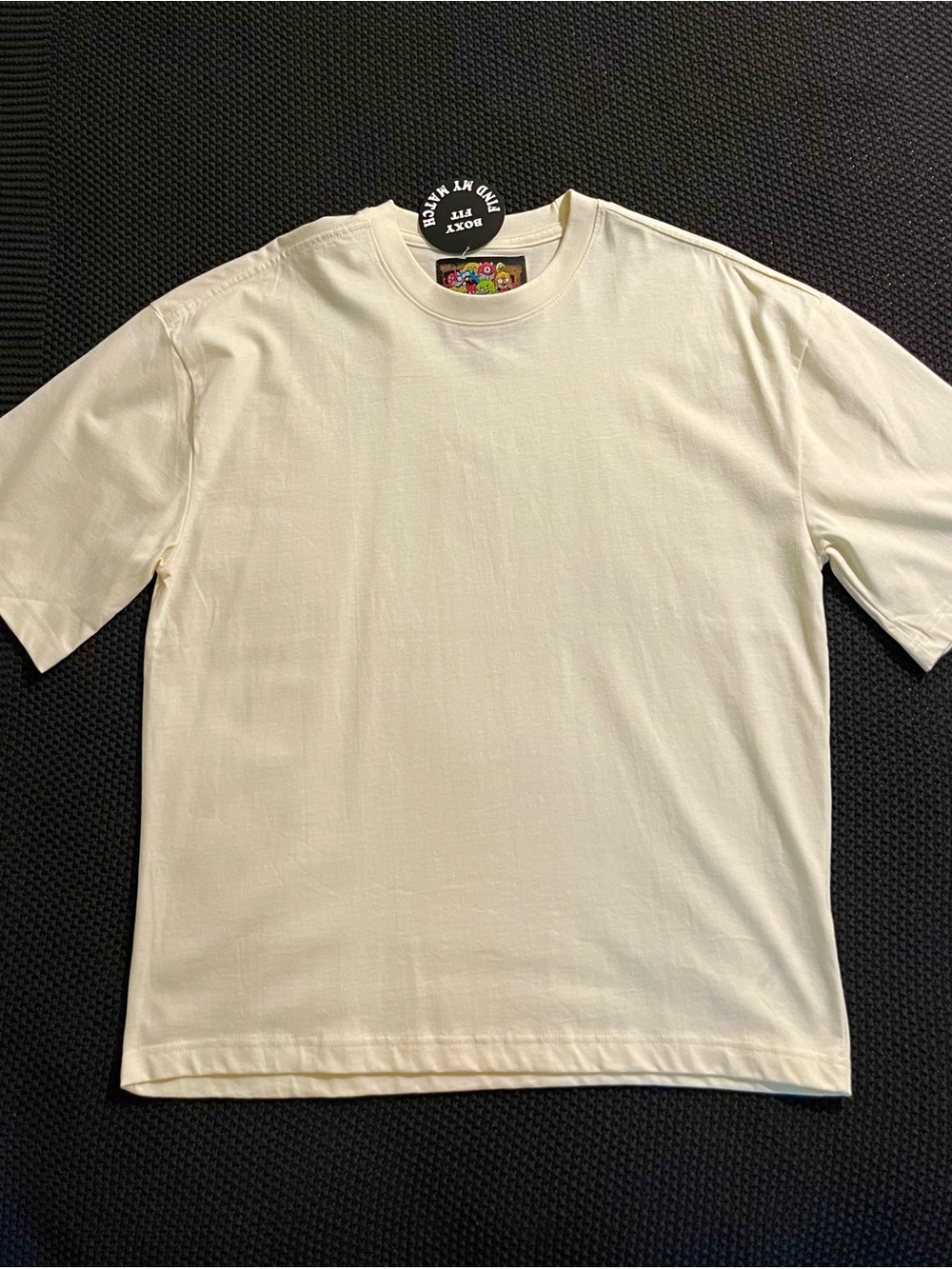 Boxy Fit Cream/Sail Crewneck Mens T-Shirt
